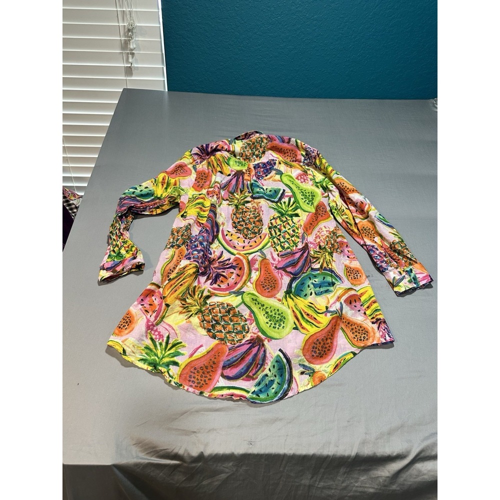 True Destinations Colorful Tropical Fruit Print Swim Cover Up/Tunic M‎